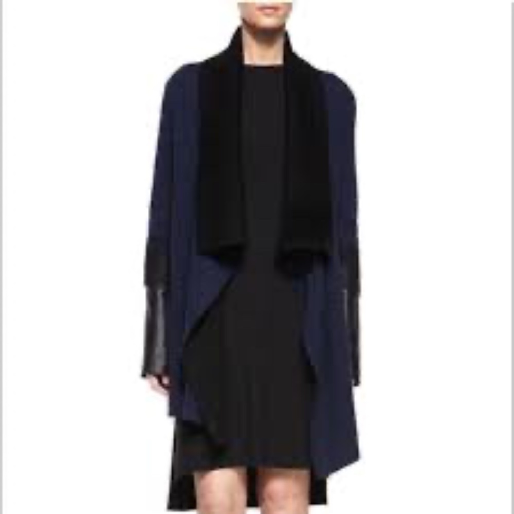 Vince Needle Punch Drape Cardigan Navy and Black Size Small